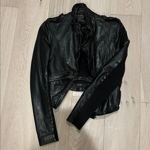 Muubaa Black Leather Jacket that doubles as a vest